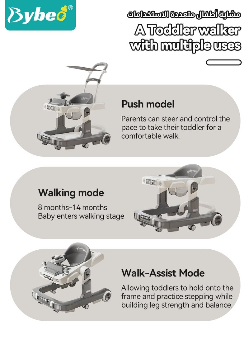بيبو مشاية أطفال 4 في 1 متعددة الوظائف – مشاية على شكل حرف U مع مقبض دفع للوالدين مطور، ارتفاع قابل للتعديل بـ4 مستويات ولوح طعام قابل للإزالة – مناسبة للأطفال من عمر 6 إلى 18 شهرًا - Image 3
